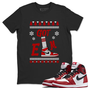 Air Jordan 1 Chicago shirt to match jordans Gotem Sweater sneaker tees Christmas dress Ugly Sweater AJ1 Chicago SNRT Sneaker Release Tees unisex cotton Black 1 crew neck shirt