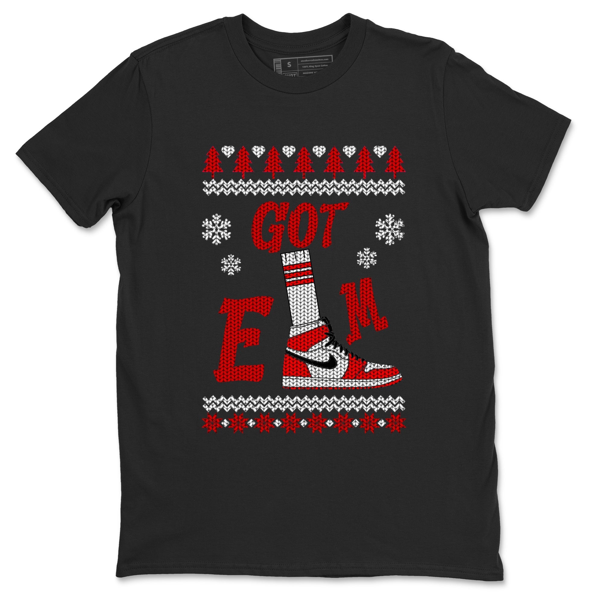 Air Jordan 1 Chicago shirt to match jordans Gotem Sweater sneaker tees Christmas dress Ugly Sweater AJ1 Chicago SNRT Sneaker Release Tees unisex cotton Black 2 crew neck shirt