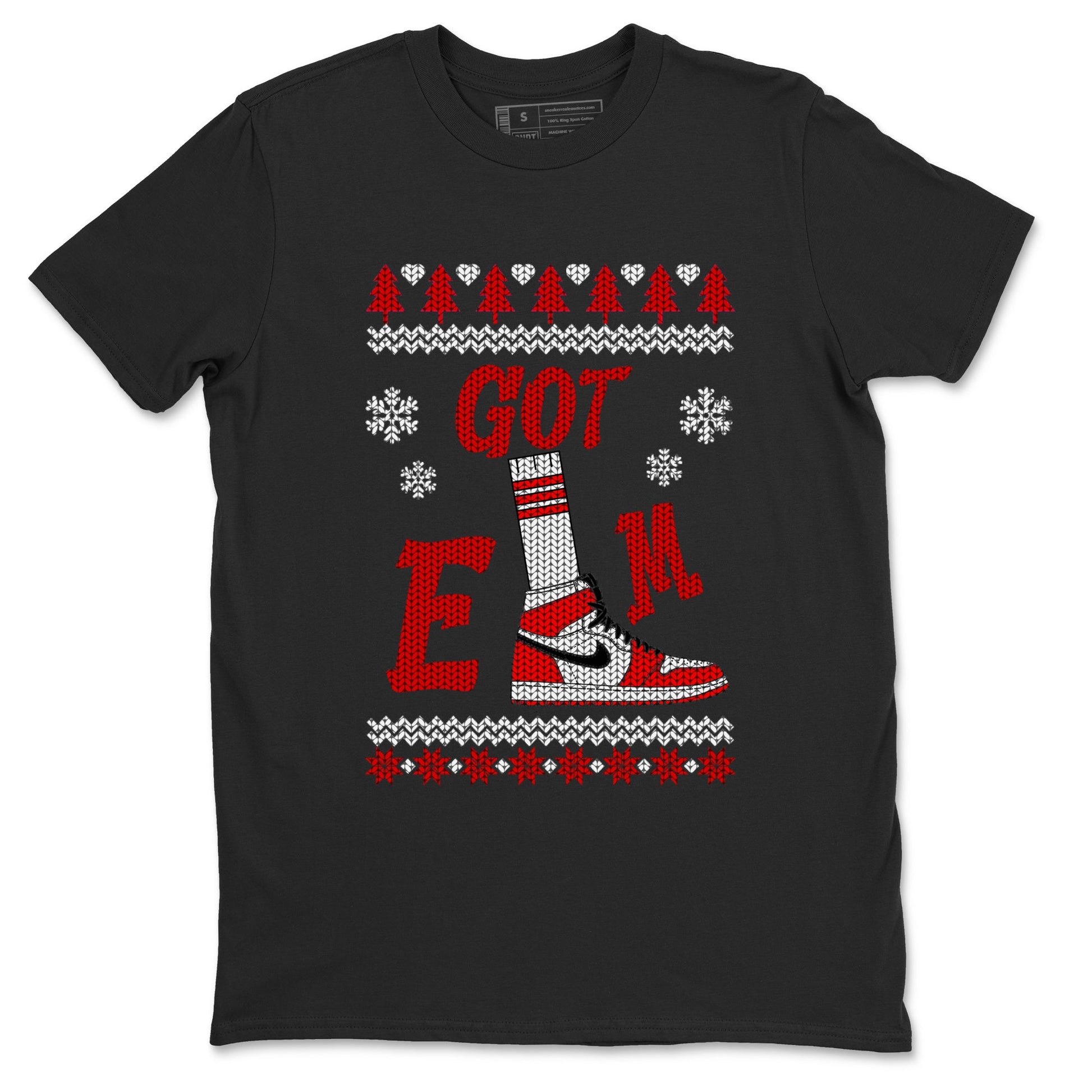 Air Jordan 1 Chicago shirt to match jordans Gotem Sweater sneaker tees Christmas dress Ugly Sweater AJ1 Chicago SNRT Sneaker Release Tees unisex cotton Black 2 crew neck shirt