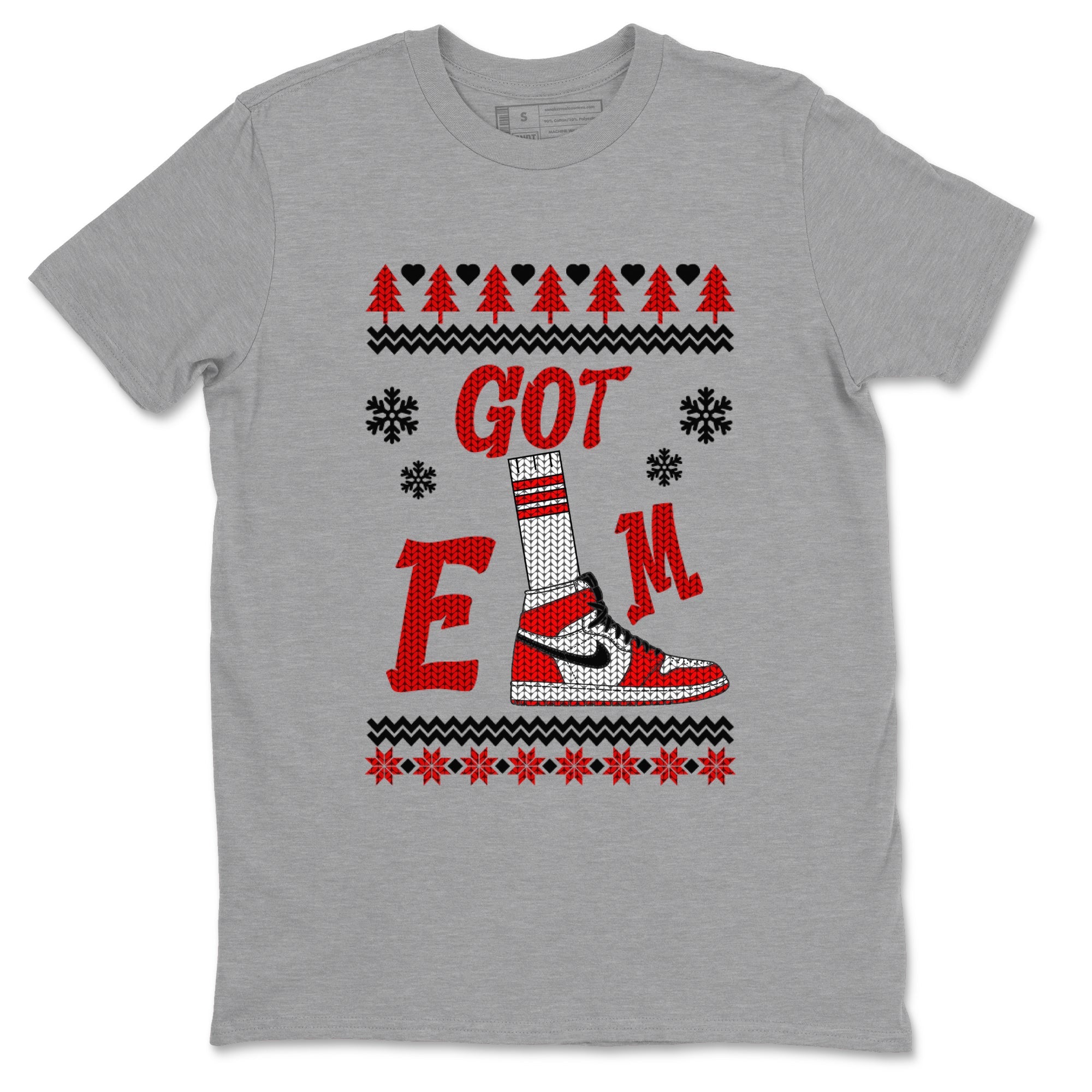 Air Jordan 1 Chicago shirt to match jordans Gotem Sweater sneaker tees Christmas dress Ugly Sweater AJ1 Chicago SNRT Sneaker Release Tees unisex cotton Heather Grey 2 crew neck shirt
