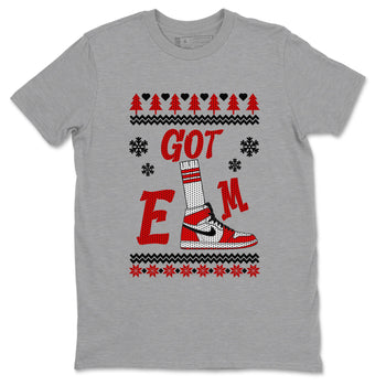 Air Jordan 1 Chicago shirt to match jordans Gotem Sweater sneaker tees Christmas dress Ugly Sweater AJ1 Chicago SNRT Sneaker Release Tees unisex cotton Heather Grey 2 crew neck shirt