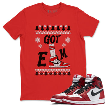 Air Jordan 1 Chicago shirt to match jordans Gotem Sweater sneaker tees Christmas dress Ugly Sweater AJ1 Chicago SNRT Sneaker Release Tees unisex cotton Red 1 crew neck shirt