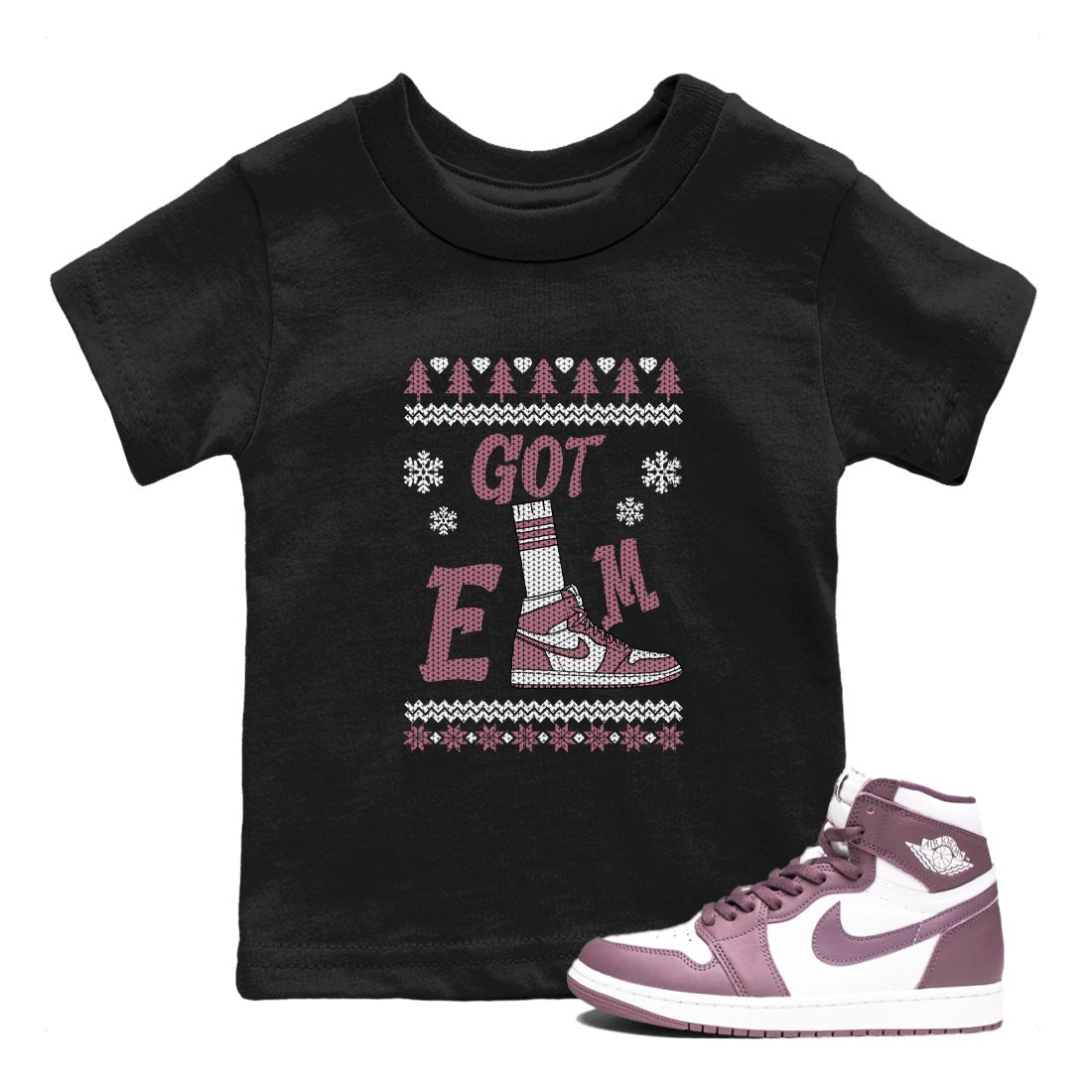 Air Jordan 1 Mauve shirt to match jordans Gotem Sweater sneaker tees Christmas dress Ugly Sweater AJ1 Mauve SNRT sneaker release tees baby toddler Black 1 cotton Shirt