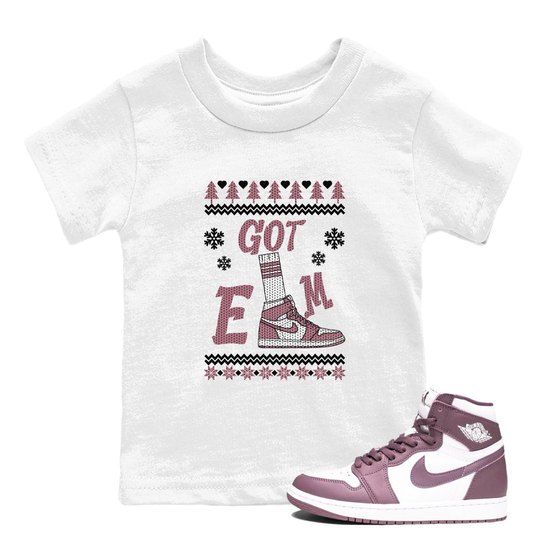 Air Jordan 1 Mauve shirt to match jordans Gotem Sweater sneaker tees Christmas dress Ugly Sweater AJ1 Mauve SNRT sneaker release tees baby toddler White 1 cotton Shirt