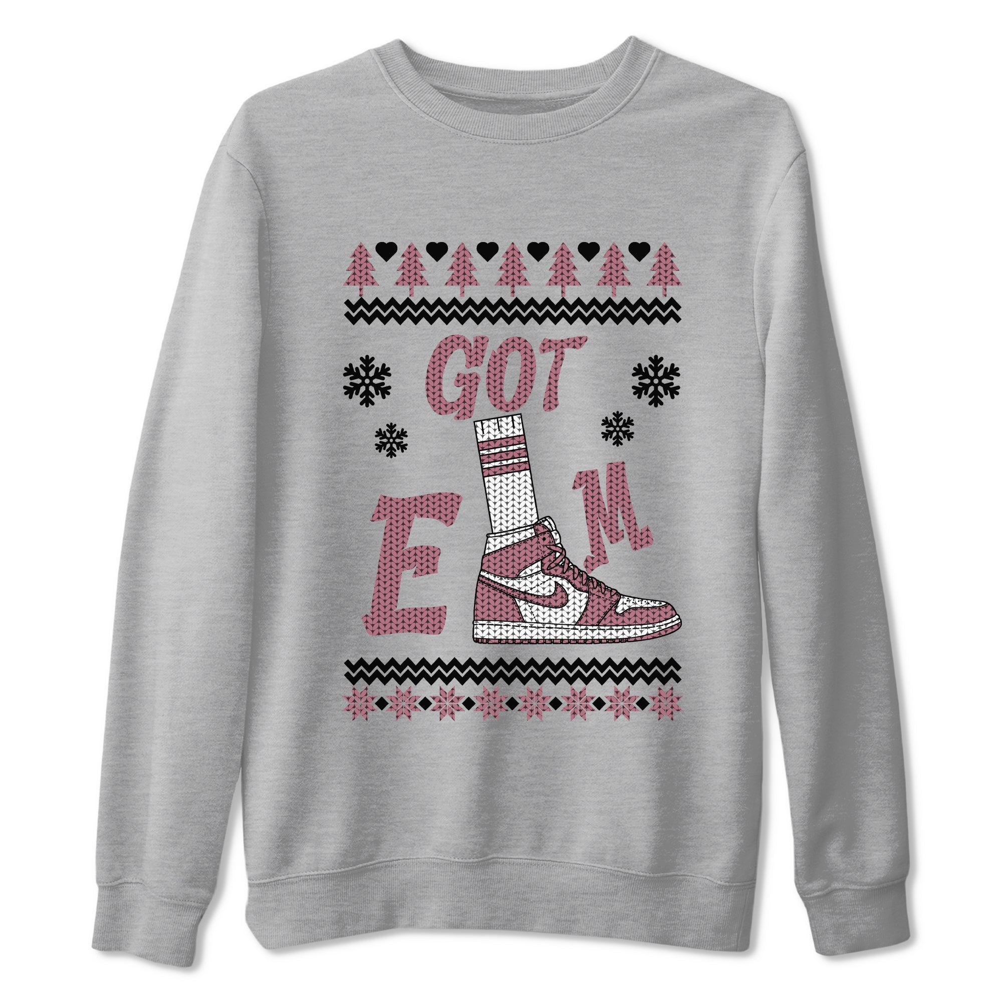 Air Jordan 1 Mauve shirt to match jordans Gotem Sweater sneaker tees Christmas dress Ugly Sweater AJ1 Mauve SNRT Sneaker Release Tees unisex cotton Heather Grey 2 crew neck shirt