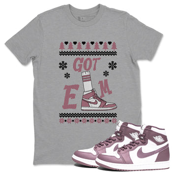 Air Jordan 1 Mauve shirt to match jordans Gotem Sweater sneaker tees Christmas dress Ugly Sweater AJ1 Mauve SNRT Sneaker Release Tees unisex cotton Heather Grey 1 crew neck shirt