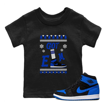 Air Jordan 1 Royal Reimagined shirt to match jordans Gotem Sweater sneaker tees Christmas dress Ugly Sweater AJ1 Royal Reimagined SNRT sneaker release tees baby toddler Black 1 cotton Shirt