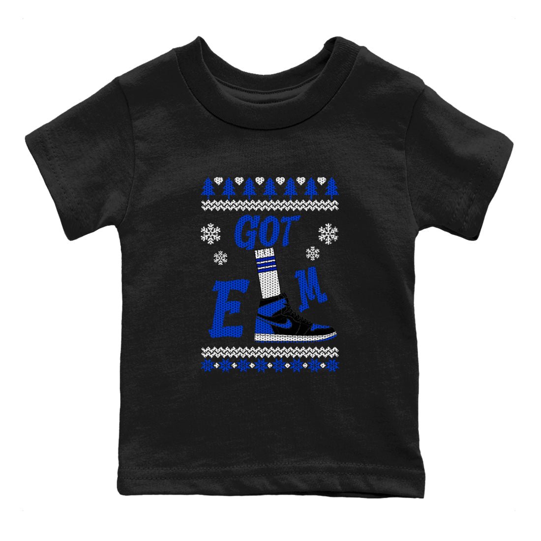 Air Jordan 1 Royal Reimagined shirt to match jordans Gotem Sweater sneaker tees Christmas dress Ugly Sweater AJ1 Royal Reimagined SNRT sneaker release tees baby toddler Black 2 cotton Shirt