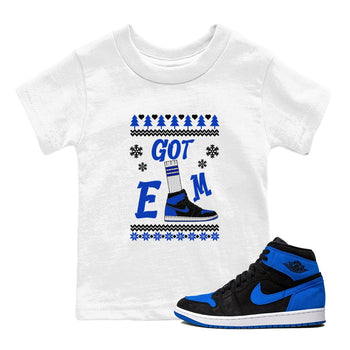 Air Jordan 1 Royal Reimagined shirt to match jordans Gotem Sweater sneaker tees Christmas dress Ugly Sweater AJ1 Royal Reimagined SNRT sneaker release tees baby toddler White 1 cotton Shirt