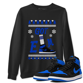Air Jordan 1 Royal Reimagined shirt to match jordans Gotem Sweater sneaker tees Christmas dress Ugly Sweater AJ1 Royal Reimagined SNRT Sneaker Release Tees unisex cotton Black 1 crew neck shirt