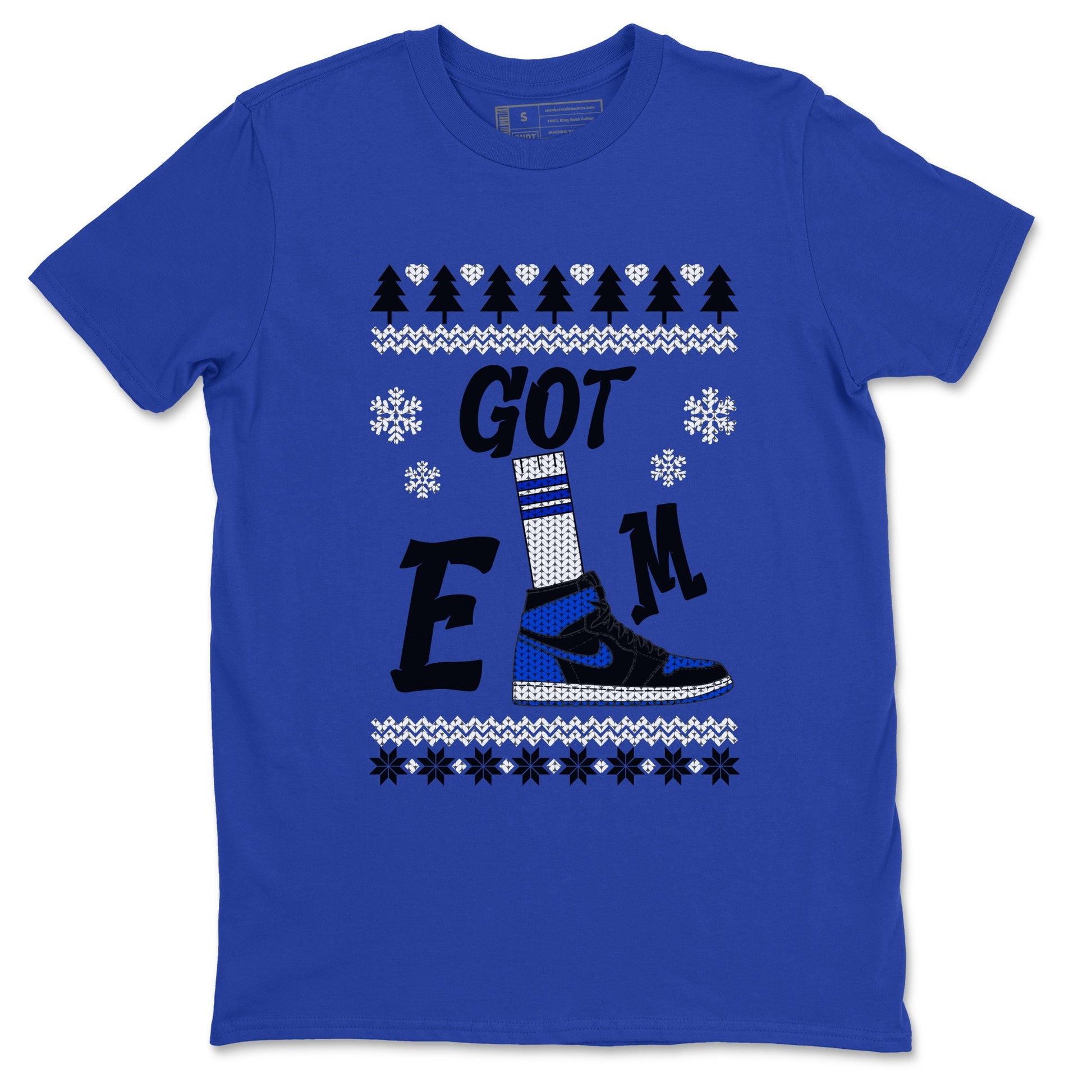 Air Jordan 1 Royal Reimagined shirt to match jordans Gotem Sweater sneaker tees Christmas dress Ugly Sweater AJ1 Royal Reimagined SNRT Sneaker Release Tees unisex cotton Royal Blue 2 crew neck shirt