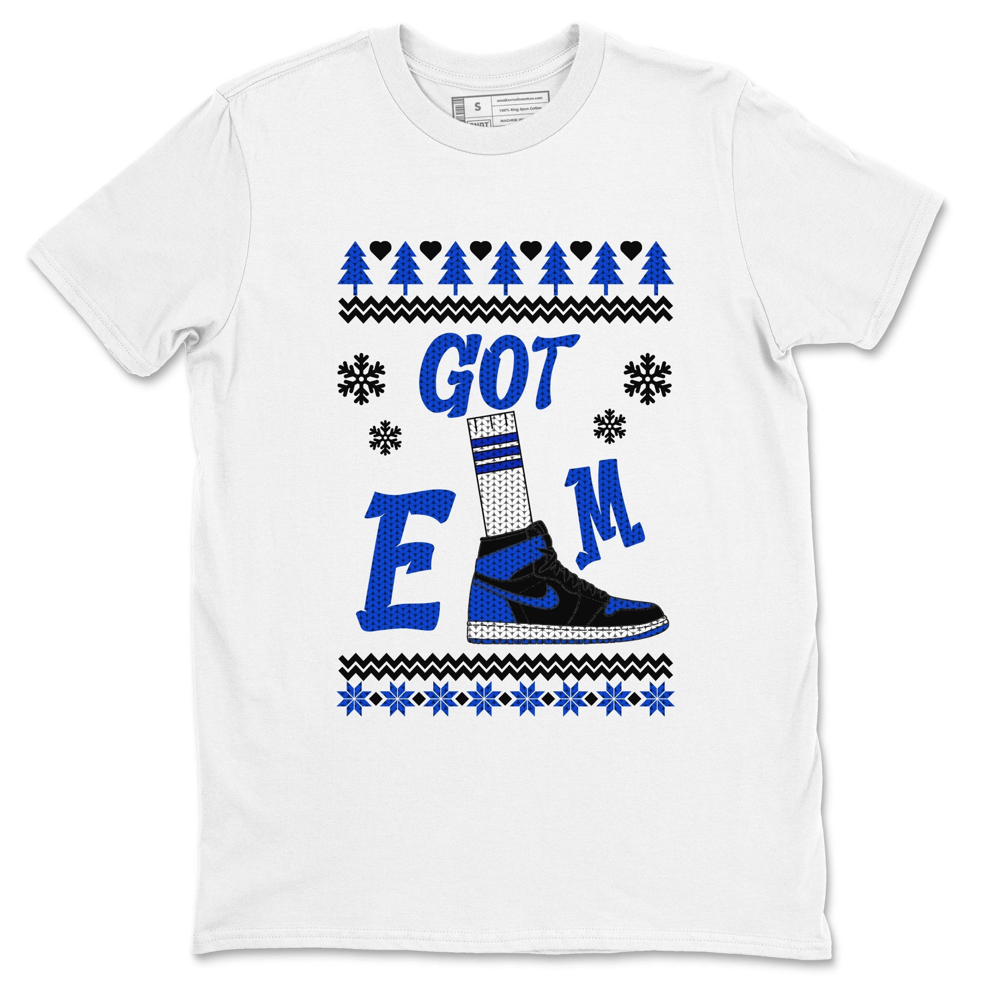 Air Jordan 1 Royal Reimagined shirt to match jordans Gotem Sweater sneaker tees Christmas dress Ugly Sweater AJ1 Royal Reimagined SNRT Sneaker Release Tees unisex cotton White 2 crew neck shirt