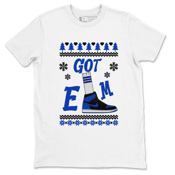 Air Jordan 1 Royal Reimagined shirt to match jordans Gotem Sweater sneaker tees Christmas dress Ugly Sweater AJ1 Royal Reimagined SNRT Sneaker Release Tees unisex cotton White 2 crew neck shirt