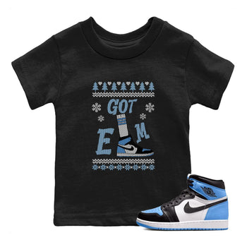 Air Jordan 1 UNC Toe shirt to match jordans Gotem Sweater sneaker tees Christmas dress Ugly Sweater AJ1 UNC Toe SNRT sneaker release tees baby toddler Black 1 cotton Shirt