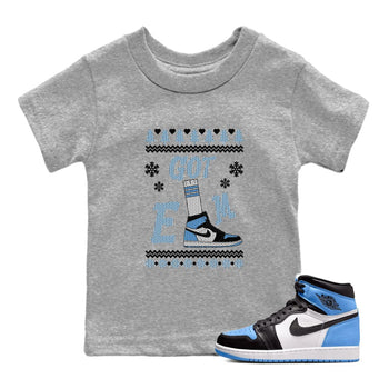 Air Jordan 1 UNC Toe shirt to match jordans Gotem Sweater sneaker tees Christmas dress Ugly Sweater AJ1 UNC Toe SNRT sneaker release tees baby toddler Heather Grey 1 cotton Shirt