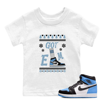 Air Jordan 1 UNC Toe shirt to match jordans Gotem Sweater sneaker tees Christmas dress Ugly Sweater AJ1 UNC Toe SNRT sneaker release tees baby toddler White 1 cotton Shirt