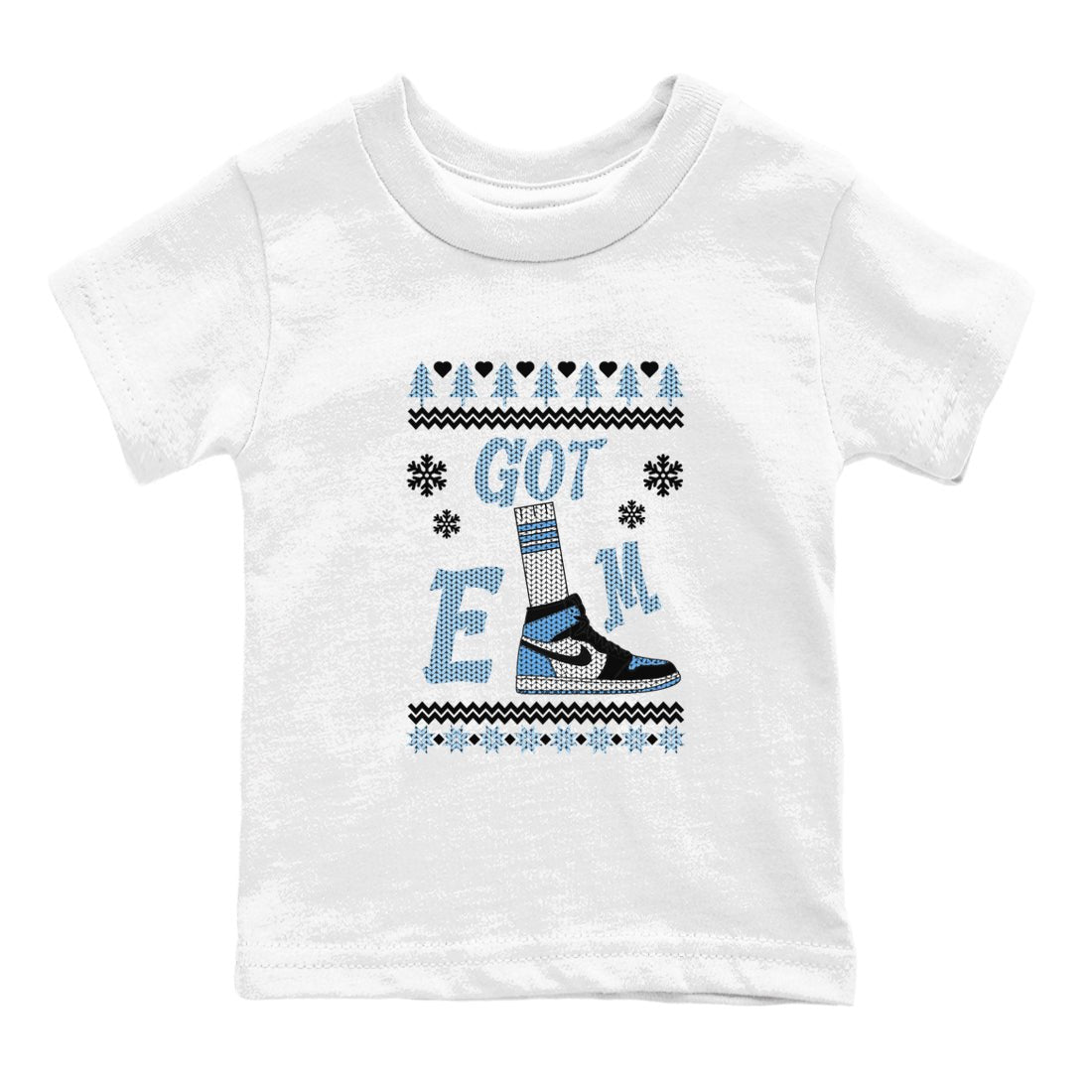Air Jordan 1 UNC Toe shirt to match jordans Gotem Sweater sneaker tees Christmas dress Ugly Sweater AJ1 UNC Toe SNRT sneaker release tees baby toddler White 2 cotton Shirt