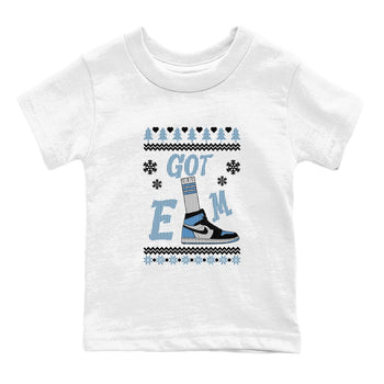 Air Jordan 1 UNC Toe shirt to match jordans Gotem Sweater sneaker tees Christmas dress Ugly Sweater AJ1 UNC Toe SNRT sneaker release tees baby toddler White 2 cotton Shirt
