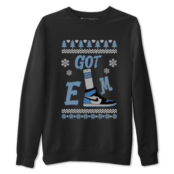 Air Jordan 1 UNC Toe shirt to match jordans Gotem Sweater sneaker tees Christmas dress Ugly Sweater AJ1 UNC Toe SNRT Sneaker Release Tees unisex cotton Black 2 crew neck shirt