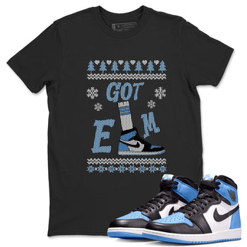 Air Jordan 1 UNC Toe shirt to match jordans Gotem Sweater sneaker tees Christmas dress Ugly Sweater AJ1 UNC Toe SNRT Sneaker Release Tees unisex cotton Black 1 crew neck shirt