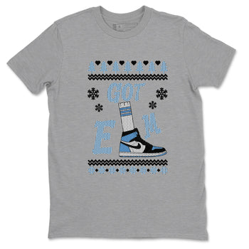 Air Jordan 1 UNC Toe shirt to match jordans Gotem Sweater sneaker tees Christmas dress Ugly Sweater AJ1 UNC Toe SNRT Sneaker Release Tees unisex cotton Heather Grey 2 crew neck shirt