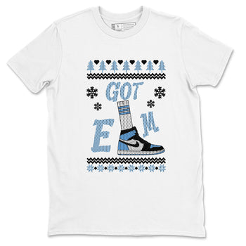 Air Jordan 1 UNC Toe shirt to match jordans Gotem Sweater sneaker tees Christmas dress Ugly Sweater AJ1 UNC Toe SNRT Sneaker Release Tees unisex cotton White 2 crew neck shirt