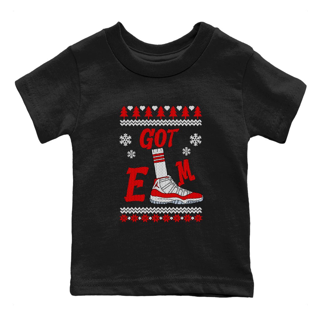 Air Jordan 11 Cherry shirt to match jordans Gotem Sweater sneaker tees Christmas dress Ugly Sweater AJ11 Cherry SNRT sneaker release tees baby toddler Black 2 cotton Shirt