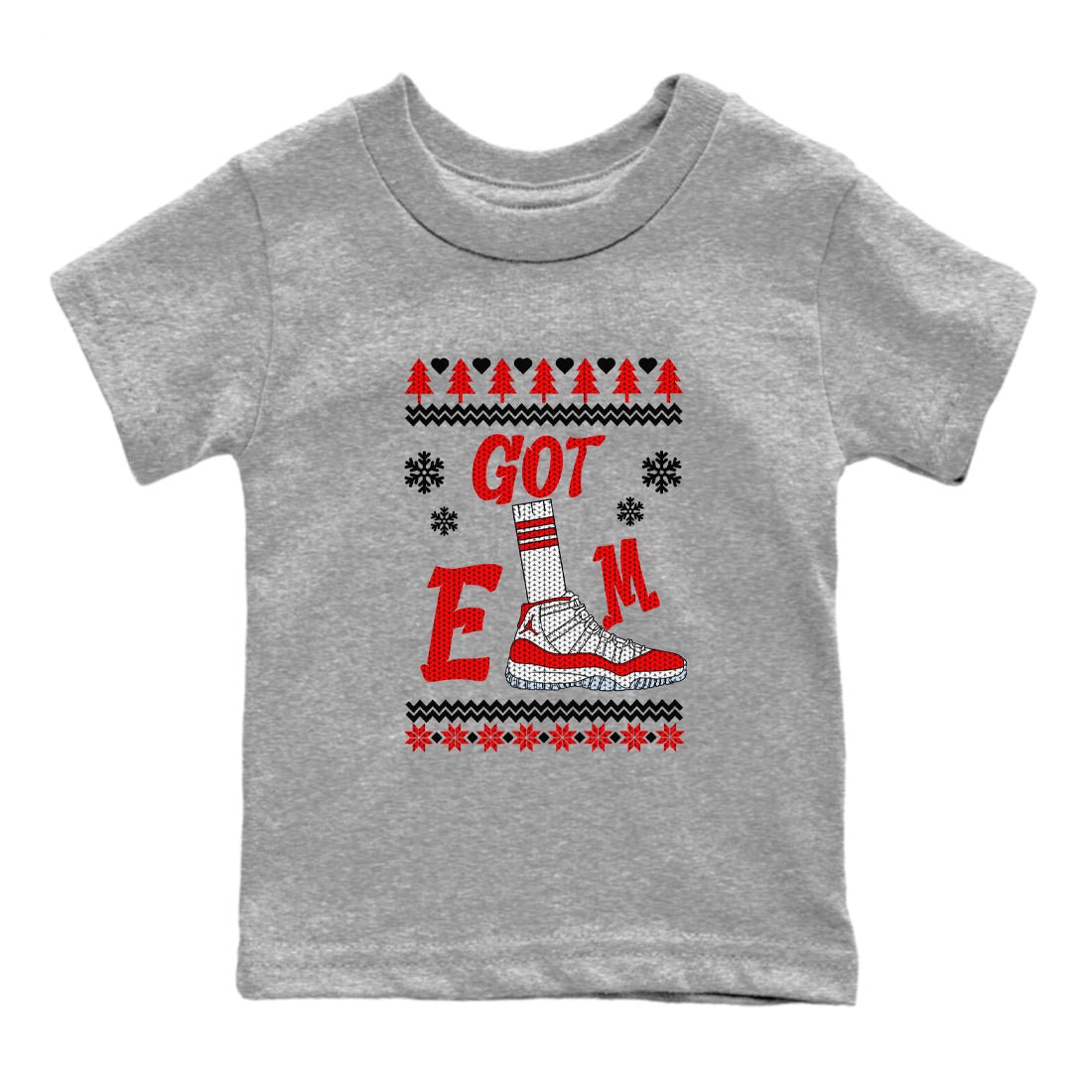 Air Jordan 11 Cherry shirt to match jordans Gotem Sweater sneaker tees Christmas dress Ugly Sweater AJ11 Cherry SNRT sneaker release tees baby toddler Heather Grey 2 cotton Shirt
