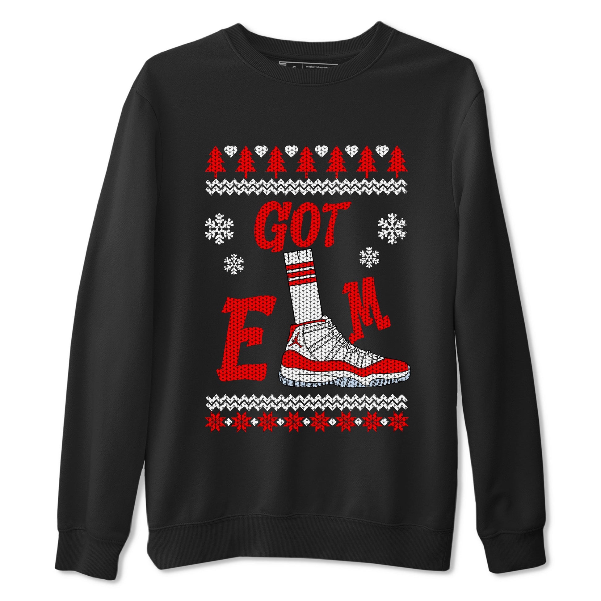 Air Jordan 11 Cherry shirt to match jordans Gotem Sweater sneaker tees Christmas dress Ugly Sweater AJ11 Cherry SNRT Sneaker Release Tees unisex cotton Black 2 crew neck shirt