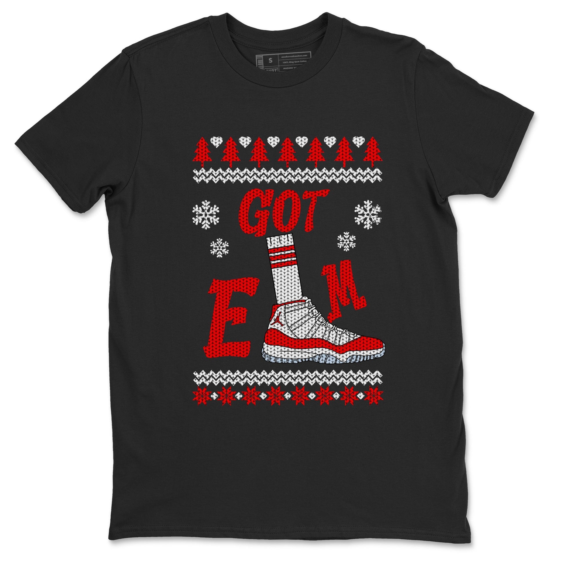 Air Jordan 11 Cherry shirt to match jordans Gotem Sweater sneaker tees Christmas dress Ugly Sweater AJ11 Cherry SNRT Sneaker Release Tees unisex cotton Black 2 crew neck shirt