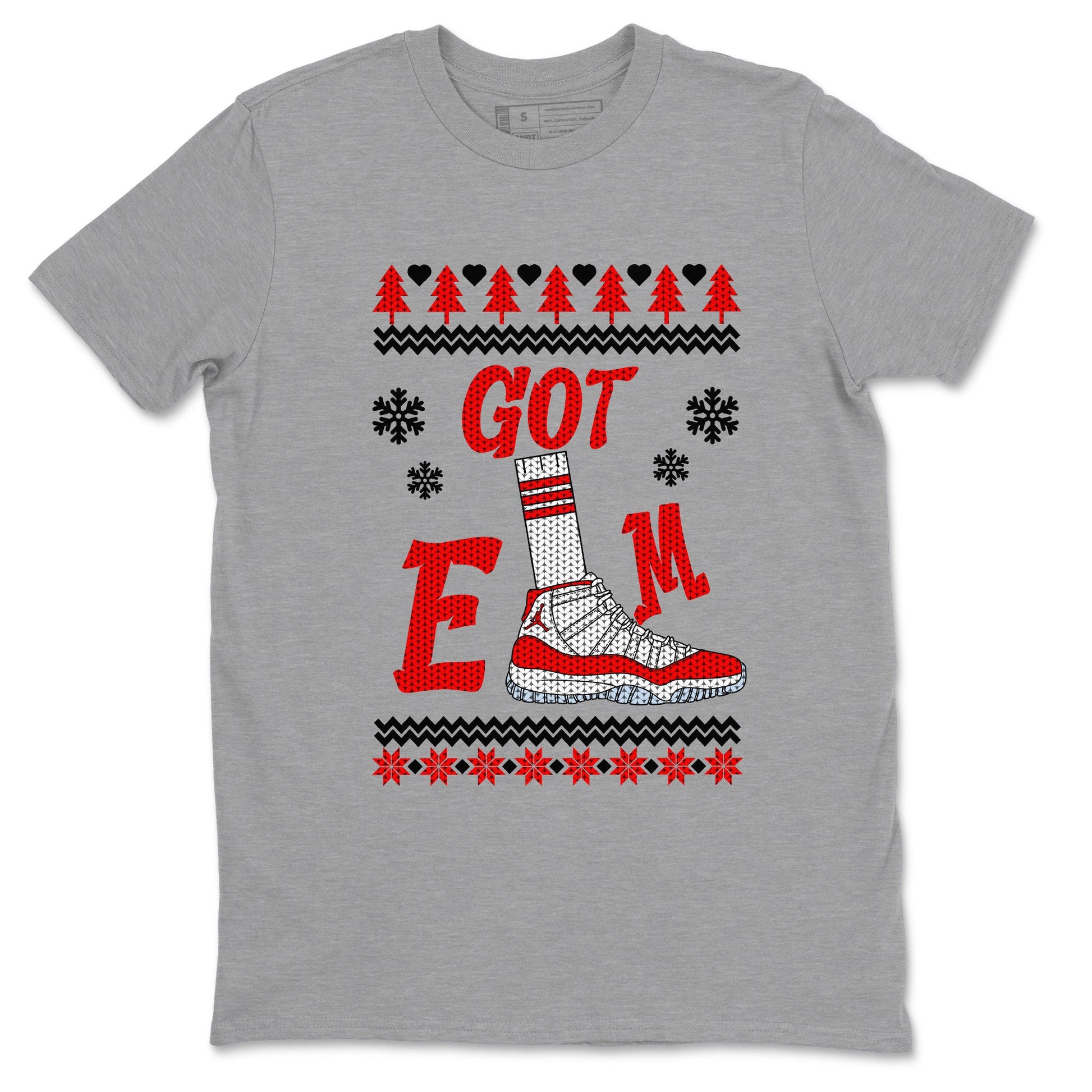 Air Jordan 11 Cherry shirt to match jordans Gotem Sweater sneaker tees Christmas dress Ugly Sweater AJ11 Cherry SNRT Sneaker Release Tees unisex cotton Heather Grey 2 crew neck shirt