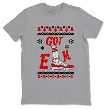 Air Jordan 11 Cherry shirt to match jordans Gotem Sweater sneaker tees Christmas dress Ugly Sweater AJ11 Cherry SNRT Sneaker Release Tees unisex cotton Heather Grey 2 crew neck shirt