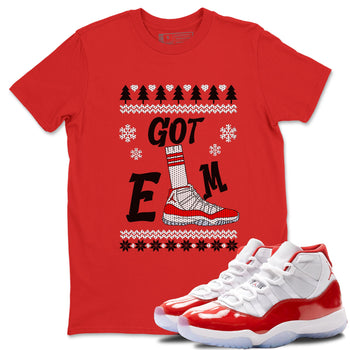 Air Jordan 11 Cherry shirt to match jordans Gotem Sweater sneaker tees Christmas dress Ugly Sweater AJ11 Cherry SNRT Sneaker Release Tees unisex cotton Red 1 crew neck shirt