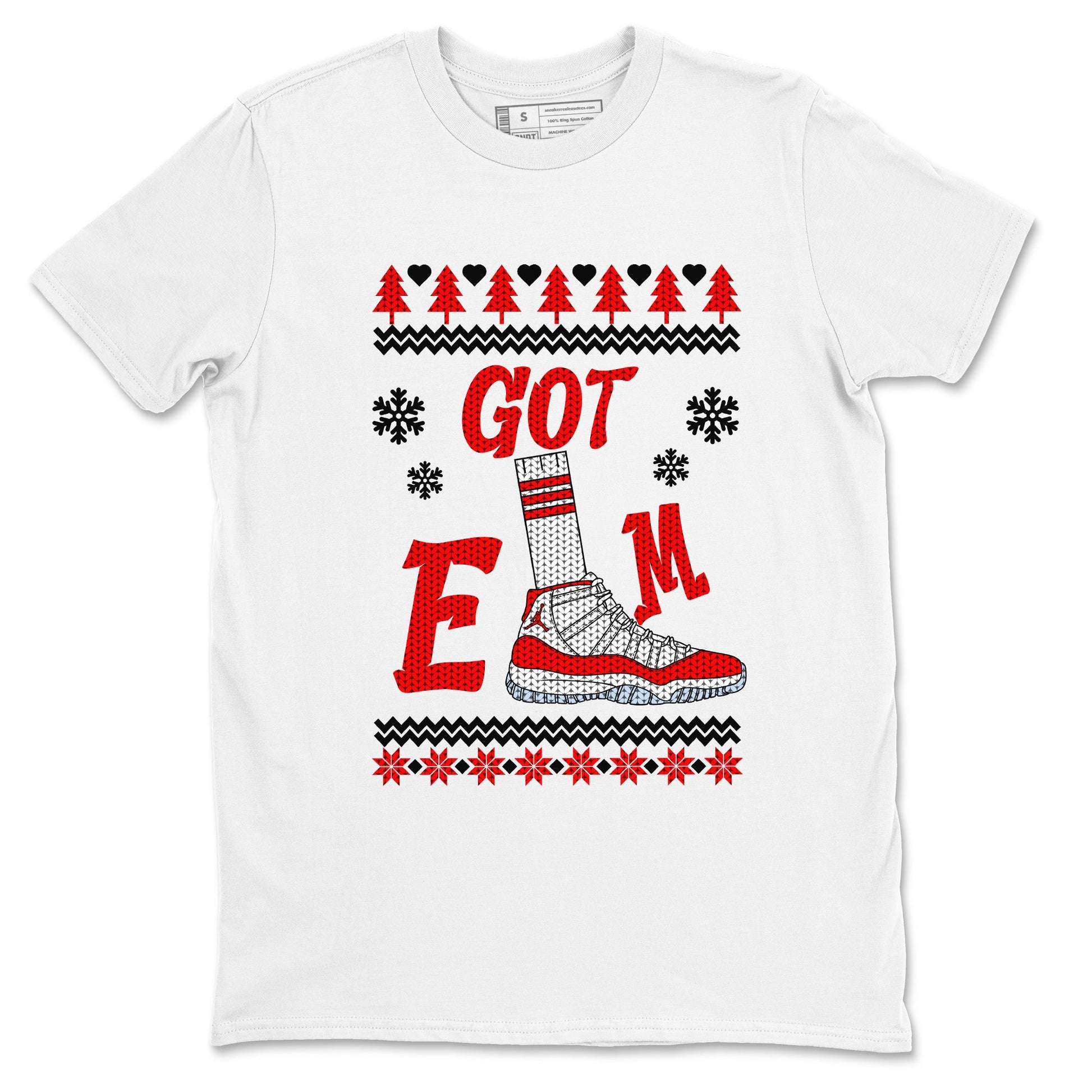 Air Jordan 11 Cherry shirt to match jordans Gotem Sweater sneaker tees Christmas dress Ugly Sweater AJ11 Cherry SNRT Sneaker Release Tees unisex cotton White 2 crew neck shirt