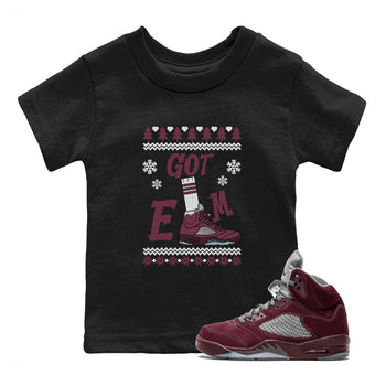 Air Jordan 5 Burgundy shirt to match jordans Gotem Sweater sneaker tees Christmas dress Ugly Sweater AJ5 Burgundy SNRT sneaker release tees baby toddler Black 1 cotton Shirt
