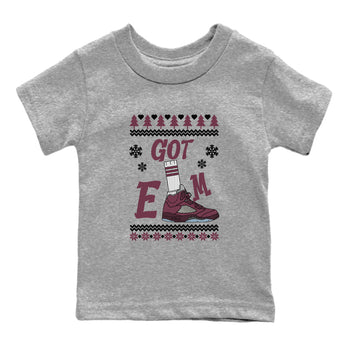 Air Jordan 5 Burgundy shirt to match jordans Gotem Sweater sneaker tees Christmas dress Ugly Sweater AJ5 Burgundy SNRT sneaker release tees baby toddler Heather Grey 2 cotton Shirt