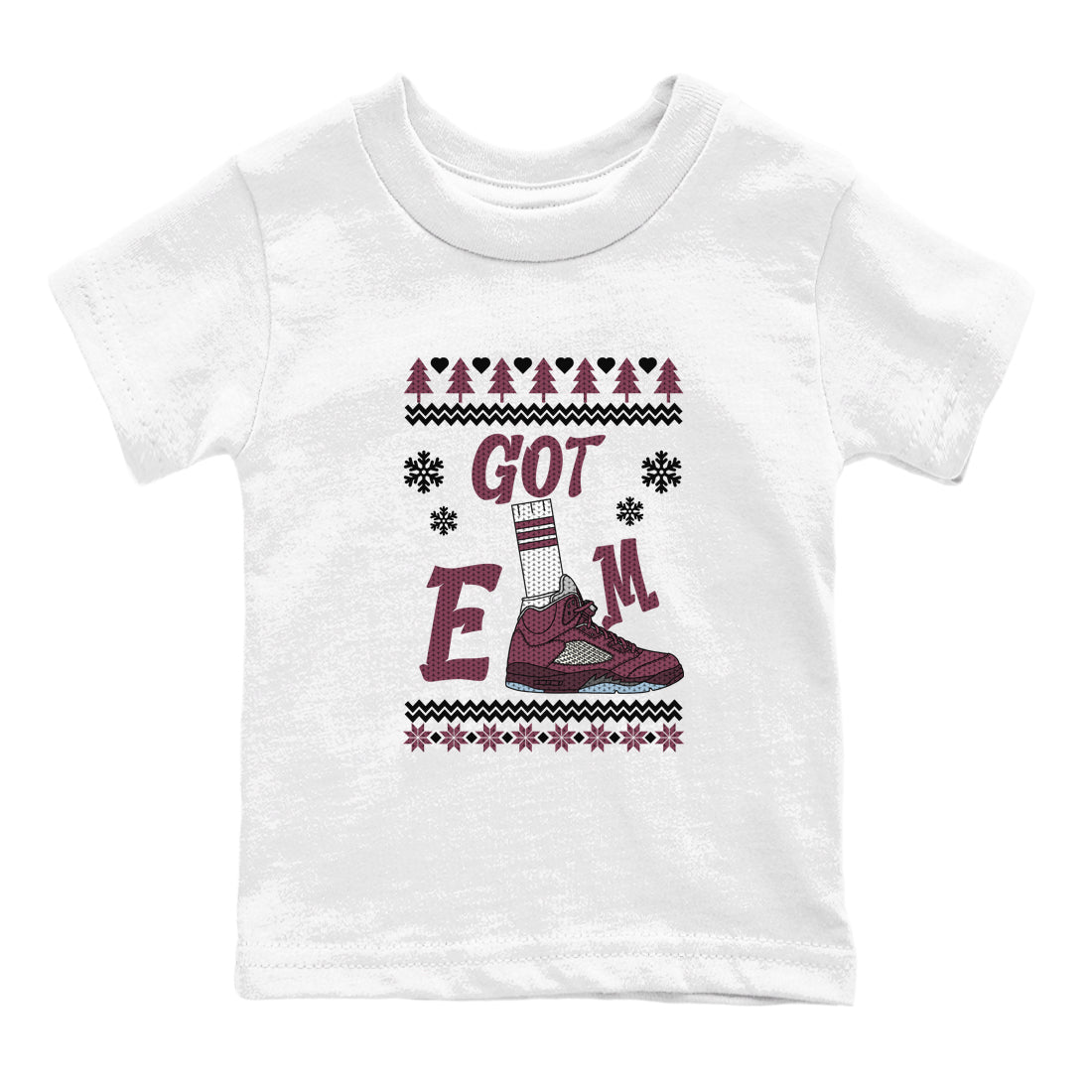 Air Jordan 5 Burgundy shirt to match jordans Gotem Sweater sneaker tees Christmas dress Ugly Sweater AJ5 Burgundy SNRT sneaker release tees baby toddler White 2 cotton Shirt