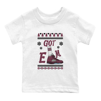Air Jordan 5 Burgundy shirt to match jordans Gotem Sweater sneaker tees Christmas dress Ugly Sweater AJ5 Burgundy SNRT sneaker release tees baby toddler White 2 cotton Shirt