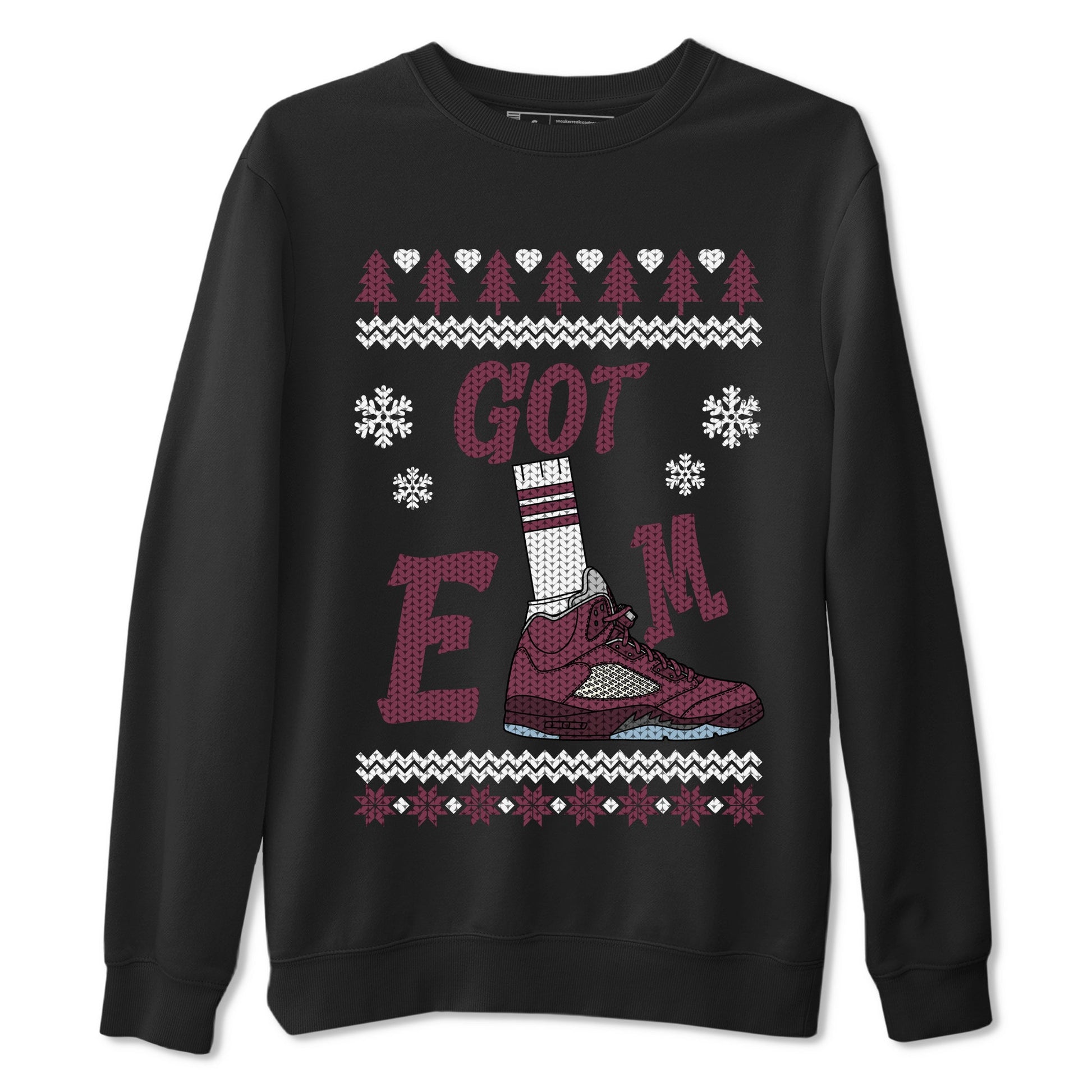 Air Jordan 5 Burgundy shirt to match jordans Gotem Sweater sneaker tees Christmas dress Ugly Sweater AJ5 Burgundy SNRT Sneaker Release Tees unisex cotton Black 2 crew neck shirt