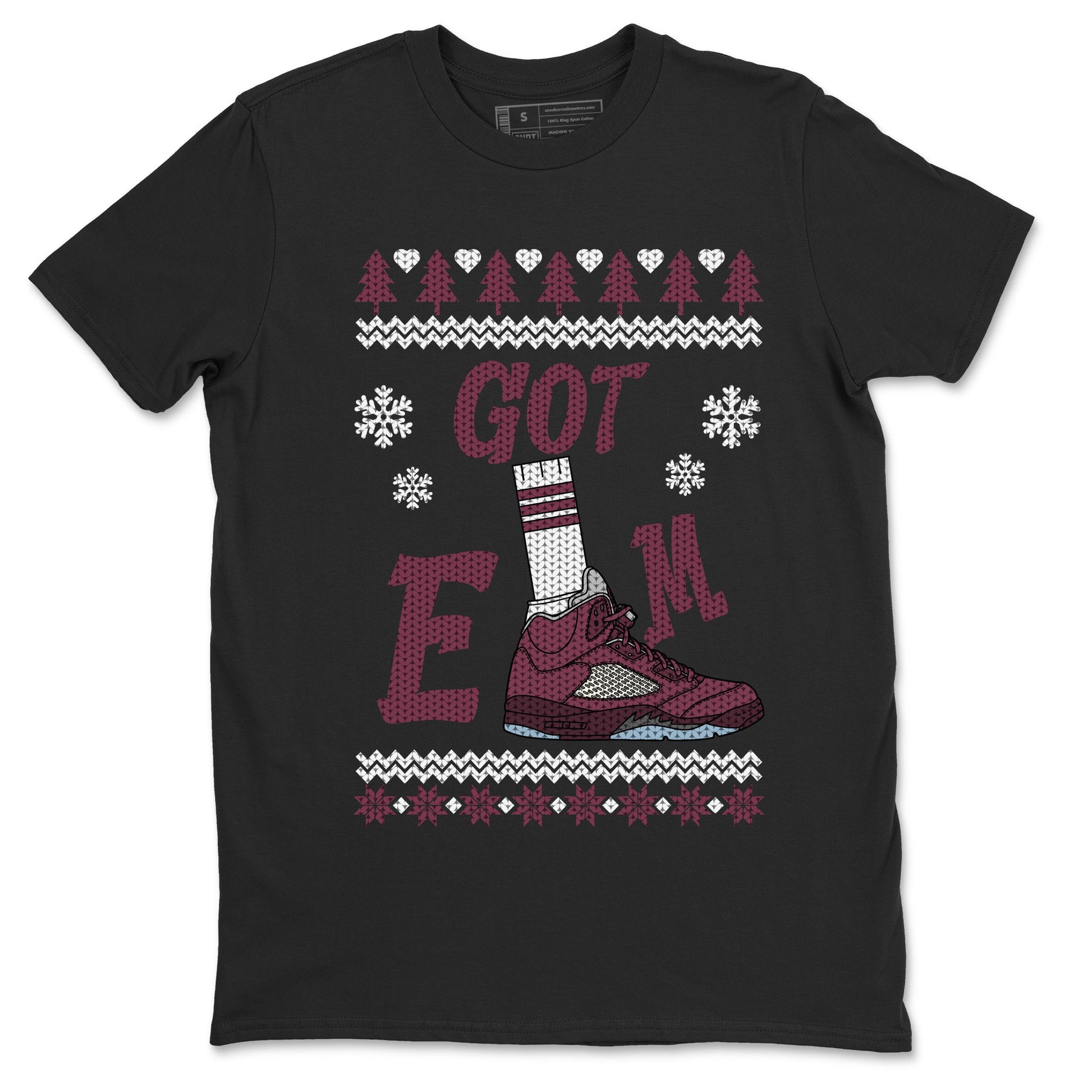 Air Jordan 5 Burgundy shirt to match jordans Gotem Sweater sneaker tees Christmas dress Ugly Sweater AJ5 Burgundy SNRT Sneaker Release Tees unisex cotton Black 2 crew neck shirt