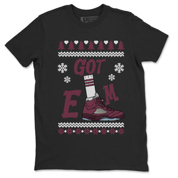 Air Jordan 5 Burgundy shirt to match jordans Gotem Sweater sneaker tees Christmas dress Ugly Sweater AJ5 Burgundy SNRT Sneaker Release Tees unisex cotton Black 2 crew neck shirt