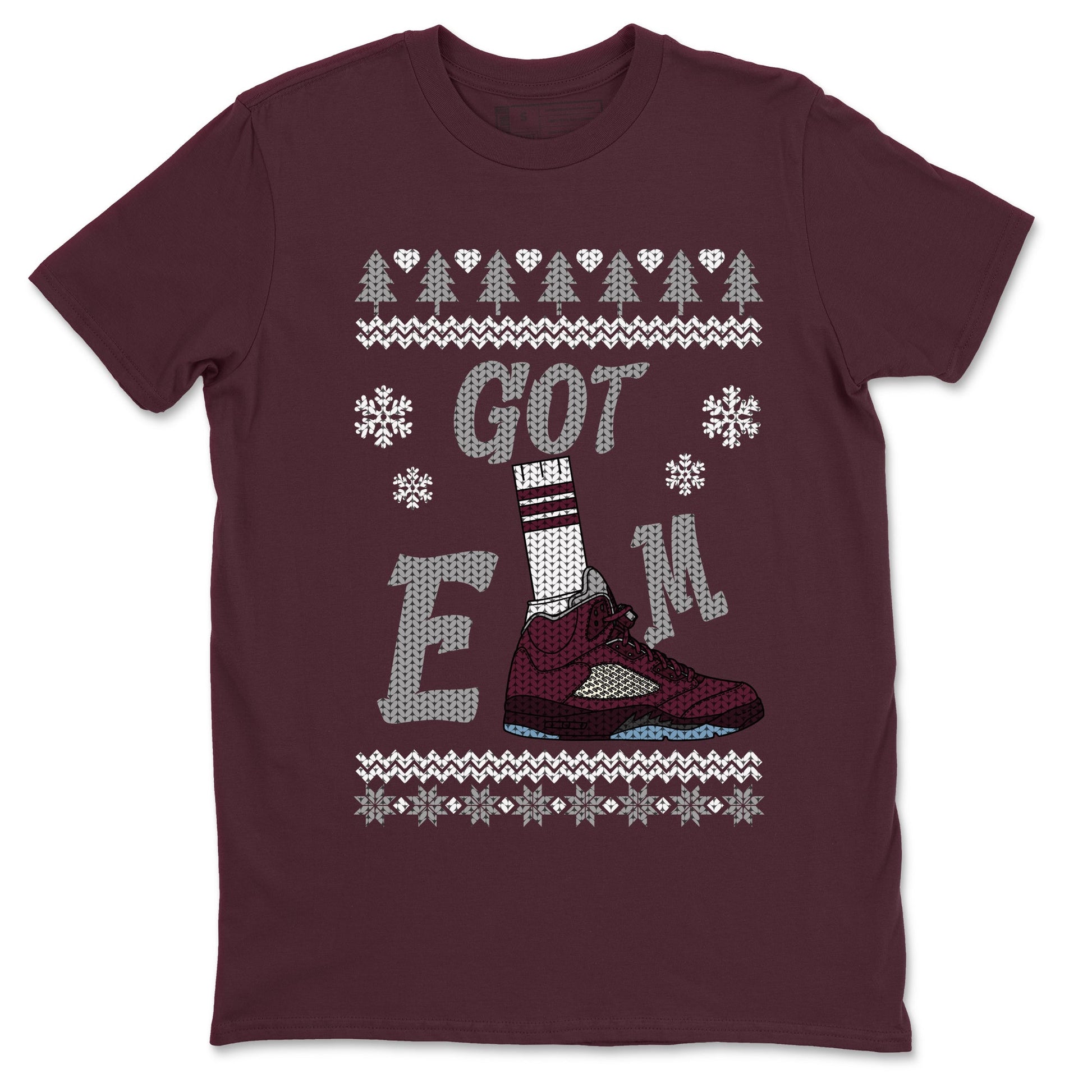 Air Jordan 5 Burgundy shirt to match jordans Gotem Sweater sneaker tees Christmas dress Ugly Sweater AJ5 Burgundy SNRT Sneaker Release Tees unisex cotton Maroon 2 crew neck shirt