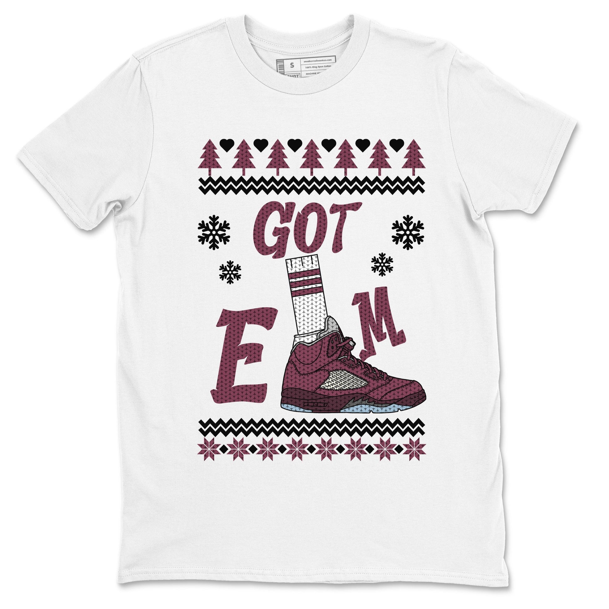Air Jordan 5 Burgundy shirt to match jordans Gotem Sweater sneaker tees Christmas dress Ugly Sweater AJ5 Burgundy SNRT Sneaker Release Tees unisex cotton White 2 crew neck shirt