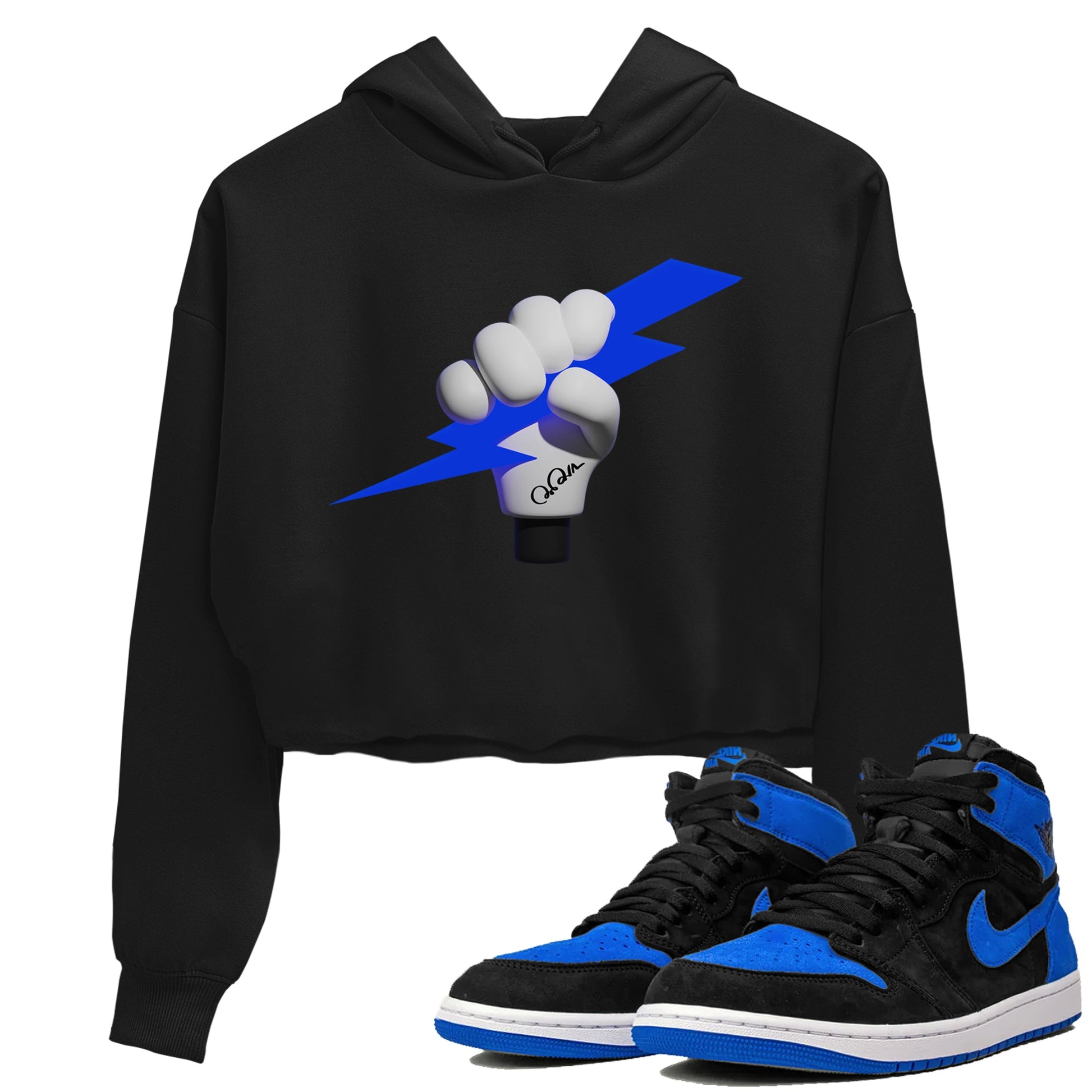 Air Jordan 1 Royal Reimagined shirt to match jordans Grab The Thunder sneaker tees AJ1 OG HIGH Royal Reimagined SNRT Sneaker Release Tees Black 1 Crop T-Shirt