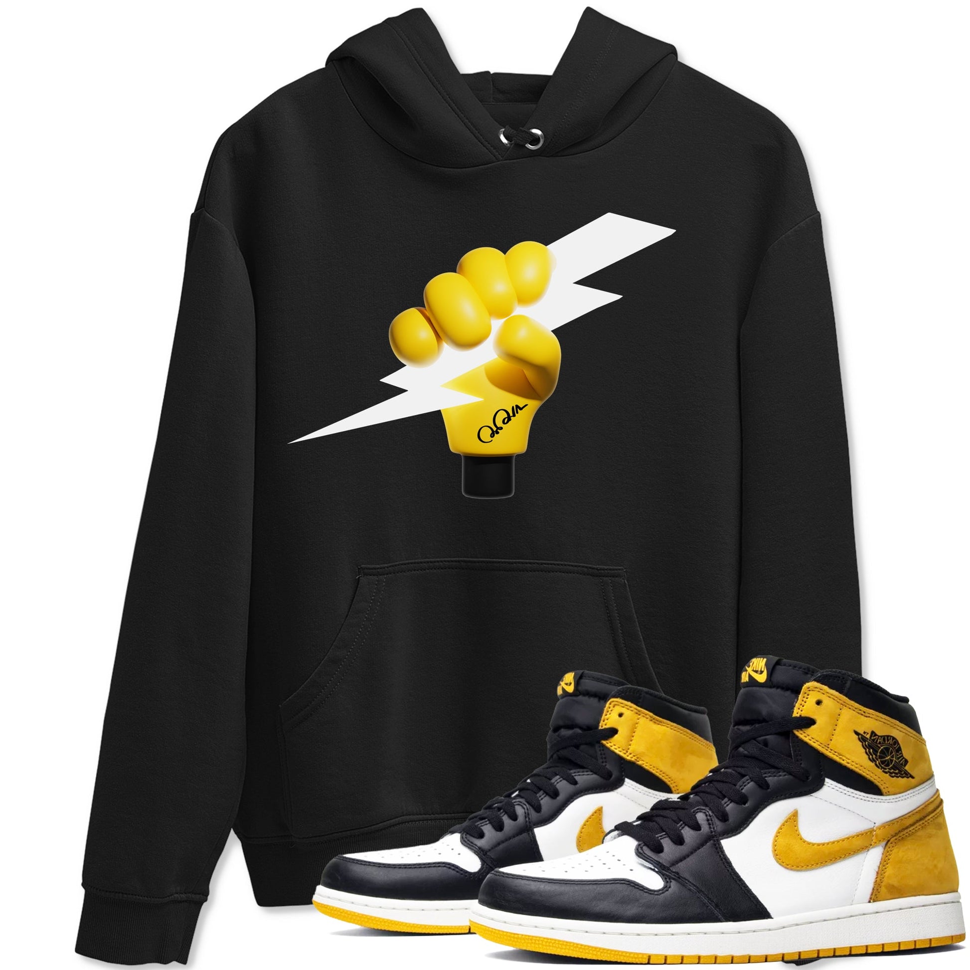 1s Yellow Ochre shirt to match jordans Grab The Thunder sneaker tees Air Jordan 1 Yellow Ochre SNRT Sneaker Release Tees unisex cotton Black 1 crew neck shirt