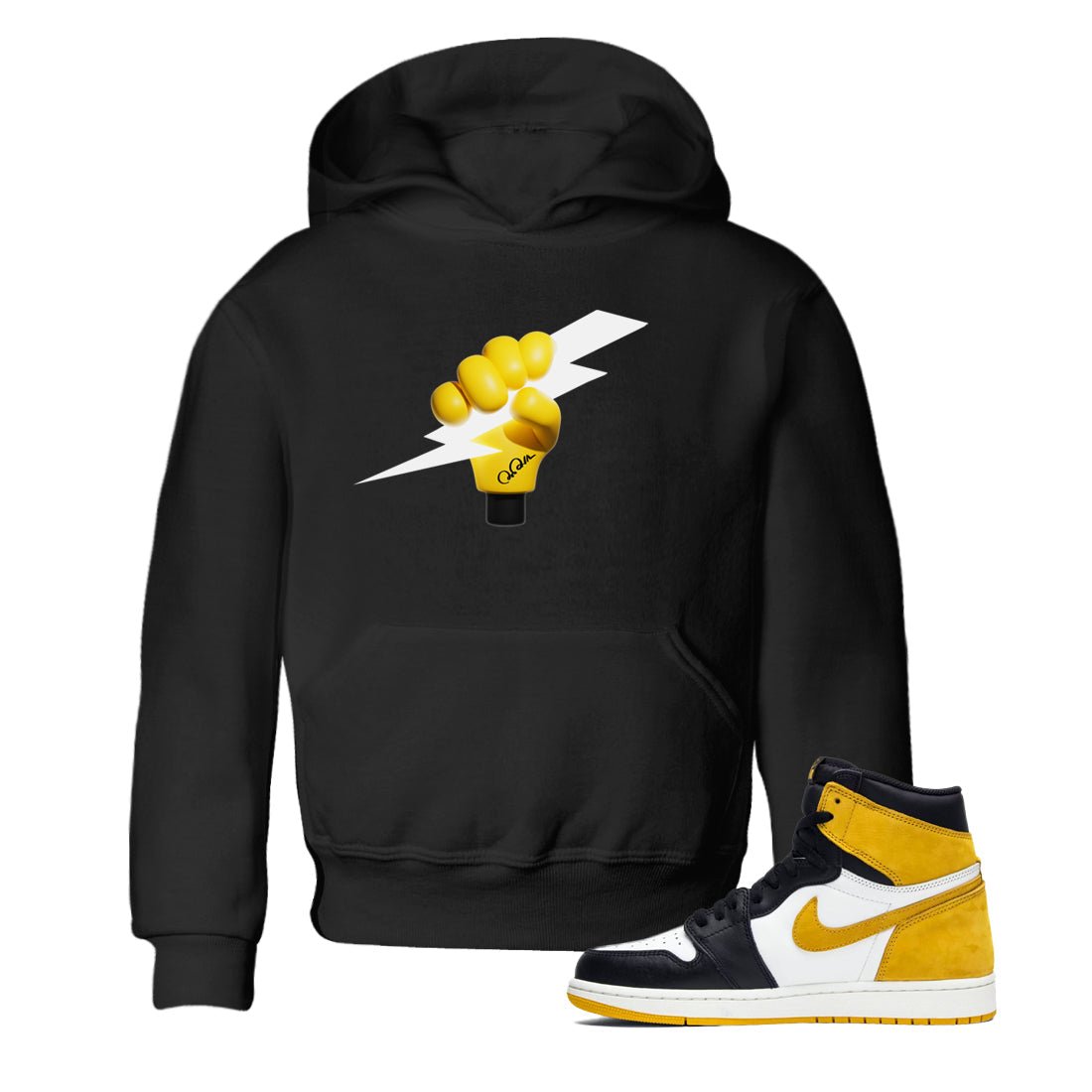 1s Yellow Ochre shirt to match jordans Grab The Thunder sneaker tees Air Jordan 1 Yellow Ochre SNRT sneaker release tees baby toddler Black 1 cotton Shirt