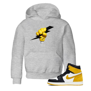 1s Yellow Ochre shirt to match jordans Grab The Thunder sneaker tees Air Jordan 1 Yellow Ochre SNRT sneaker release tees baby toddler Heather Grey 1 cotton Shirt