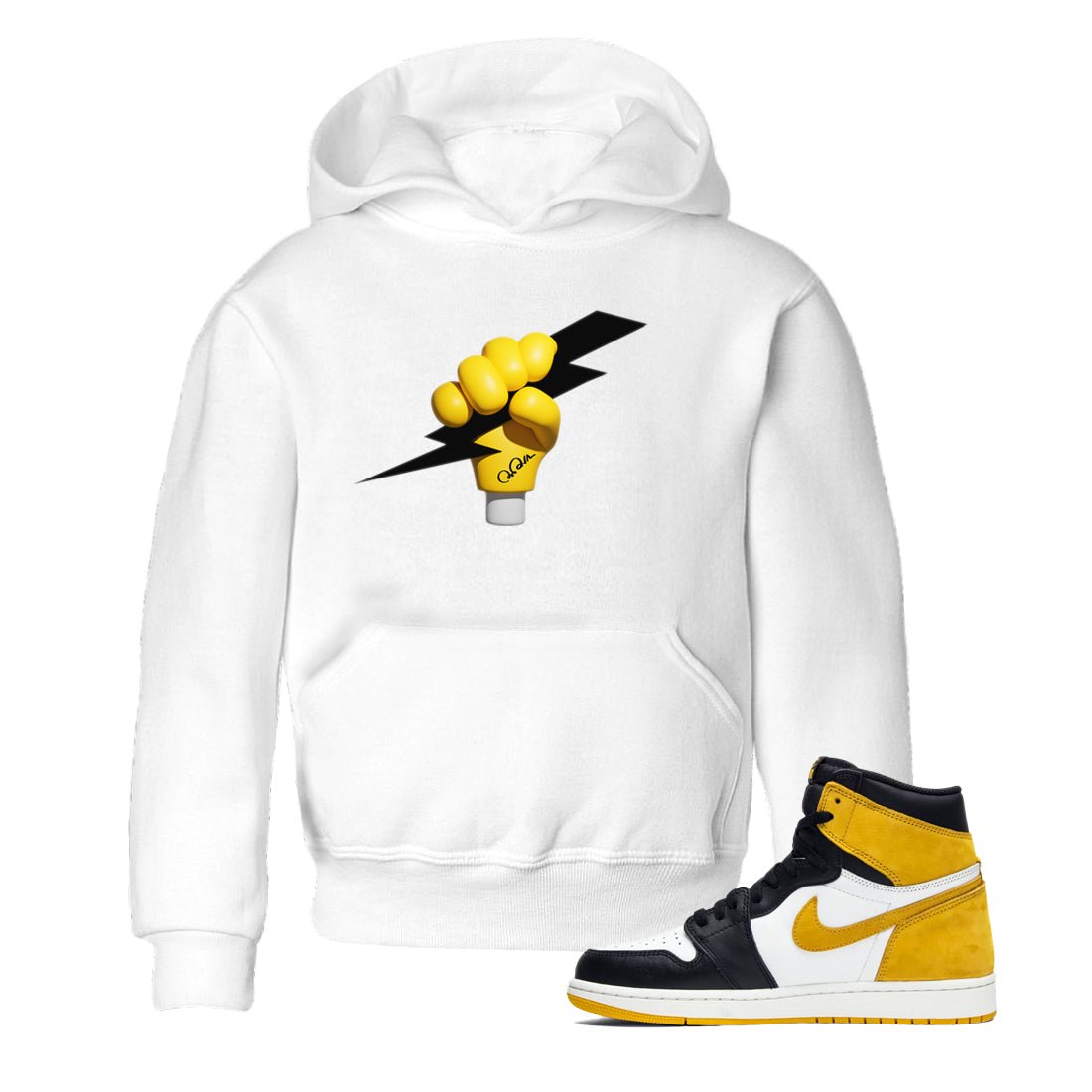 1s Yellow Ochre shirt to match jordans Grab The Thunder sneaker tees Air Jordan 1 Yellow Ochre SNRT sneaker release tees baby toddler White 1 cotton Shirt