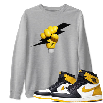 1s Yellow Ochre shirt to match jordans Grab The Thunder sneaker tees Air Jordan 1 Yellow Ochre SNRT Sneaker Release Tees unisex cotton Heather Grey 1 crew neck shirt