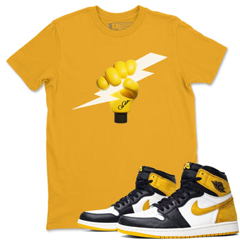 1s Yellow Ochre shirt to match jordans Grab The Thunder sneaker tees Air Jordan 1 Yellow Ochre SNRT Sneaker Release Tees unisex cotton Gold 1 crew neck shirt